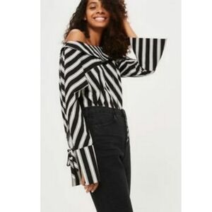 TOPSHOP size 4 long sleeve off shoulder blouse